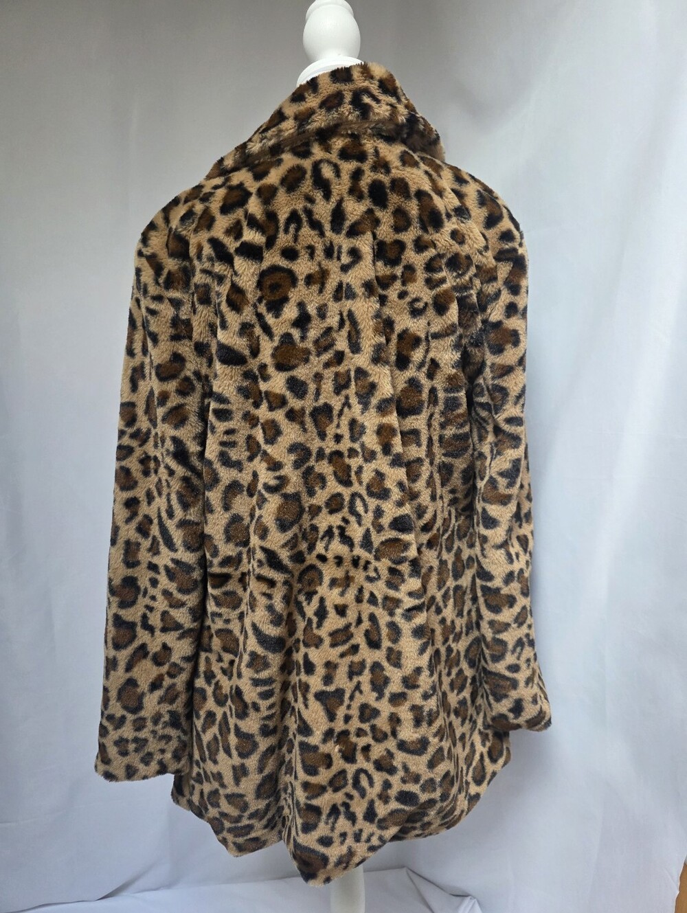 Love Tree Leopard Print Faux Fur Open Front Jacket Coat Medium - Picture 2 of 7